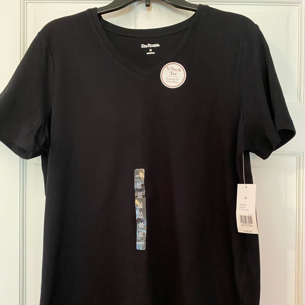 Kim Rogers V-Neck Tee - Medium, Black.